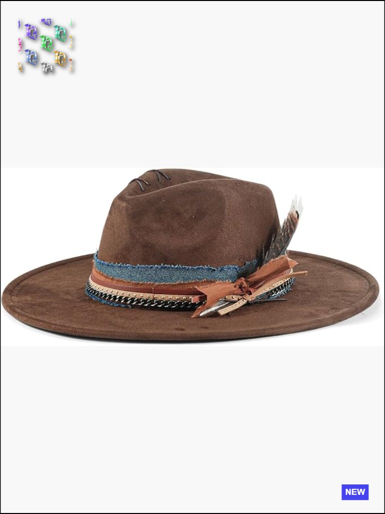 Handmade Felt Fedora Hat Wide Brim Boho Western Dress Hat M-L Unisex